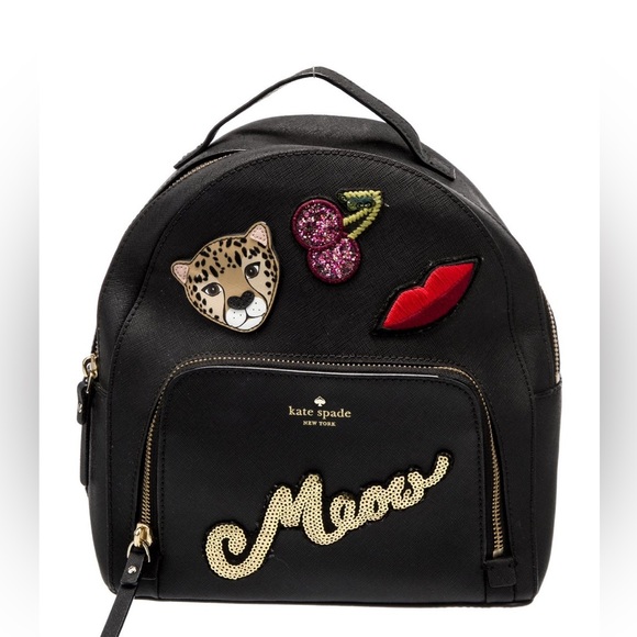 Kate Spade Black Backpack‎ with Whimsical Design - Picture 1 of 9